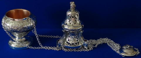 Ornate antique French solid silver Baroque Thurible